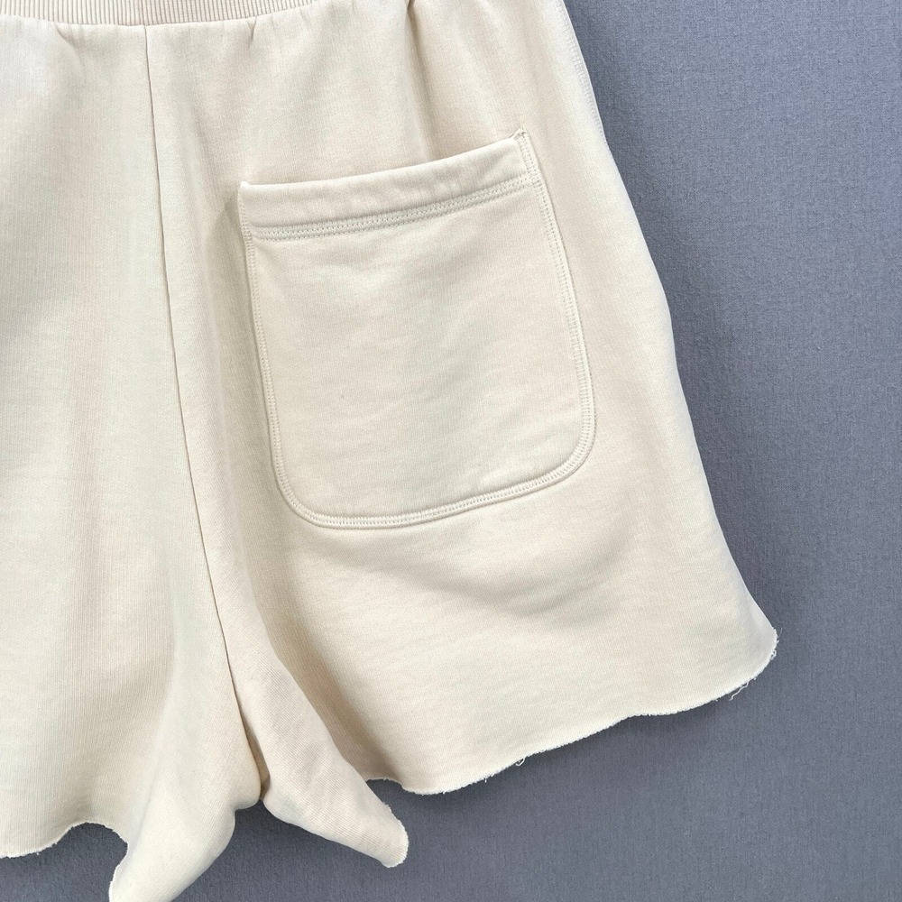 COS Sweat Shorts Women XS Cream Casual Fleece Raw Hem Casual Athleisure Lounge - Picture 7 of 15